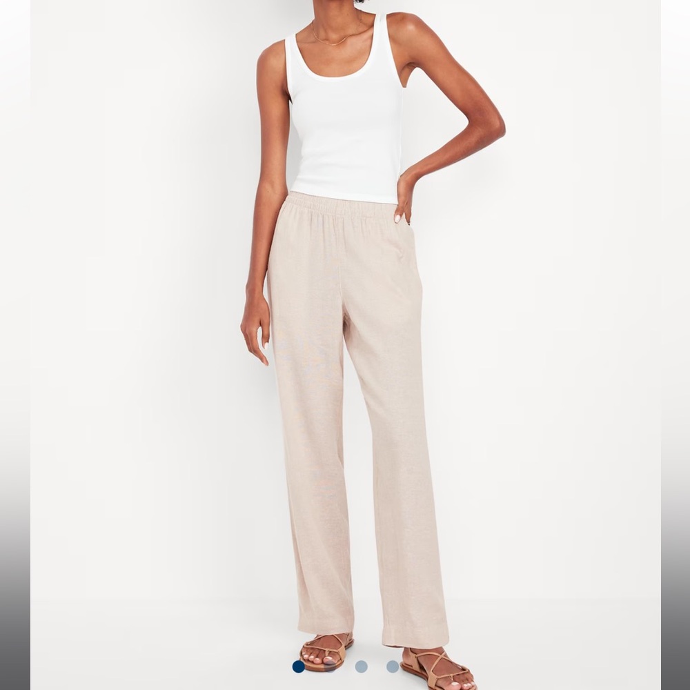 Linen Blend Straight Pants